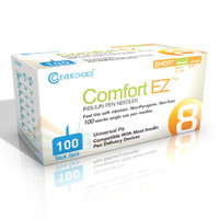 Standard Insulin Pen Needle Comfort EZ‚ 31 Gauge 8 mm Length NonSafety 31G8 Case of 3000