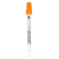 Safety Insulin Syringe with Needle SOL-GUARD™ 1 mL 1/2 Inch 29 Gauge Sliding Safety Needle Regular Wall 200017SG Box of 100 200017SG SOL-GUARD™ 1074708_BX