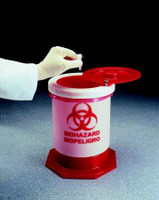 Biohazard Waste Container Thermo Scientific™ Nalgene™ White Base 11 H x 8-3/4 Diameter Inch Vertical Entry 1.5 Gallon 6370-0004 Pack of 1 6370-0004 Thermo Scientific™ Nalgene™ 984285_EA