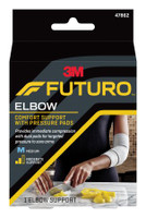 Elbow Support with Pressure Pads 3M™ Futuro™ Medium Pull-On / Hook and Loop Strap Closure Sleeve Left or Right Elbow 10 to 11 Inch Elbow Circumference Gray 47862ENR Each/1