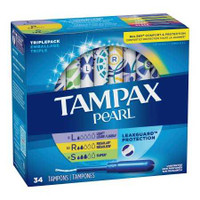Tampon Tampax® Pearl Light / Regular / Super Absorbency Plastic Applicator Individually Wrapped 07301071133 Box of 1 07301071133 Tampax® Pearl 1229258_BX