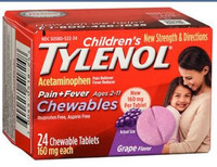 Children's Pain Relief Children's Tylenol® 160 mg Strength Acetaminophen Chewable Tablet 24 per Box 50580052224 Bottle/1