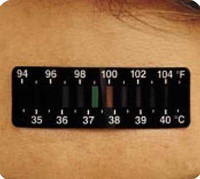 Single Patient Skin Thermometer LCD Sensostrip™ 92 to 104 °F Line Indicator Display 81-010000 Case of 100 81-010000 LCD Sensostrip™ 277976_CS