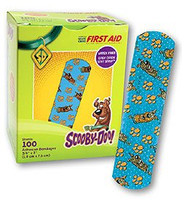 Adhesive Strip American® White Cross Stat Strip® 3/4 X 3 Inch Plastic Rectangle Kid Design (Scooby Doo) Sterile AB129 Box/100