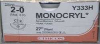 Absorbable Suture with Needle Monocryl™ Poliglecaprone CT-2 1/2 Circle Taper Point Needle Size 2 - 0 Monofilament Y333H Box of 36 Y333H Monocryl™ 333798_BX