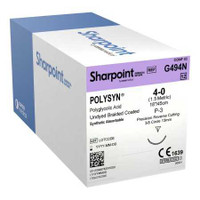 Absorbable Suture with Needle PolySyn™ Polyglycolic Acid DSM13 3/8 Circle Precision Reverse Cutting Needle Size 4 - 0 Braided G494N Box of 1 G494N PolySyn™ 883170_BX