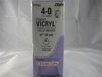 Absorbable Suture with Needle Coated Vicryl™ Polyglactin 910 RB-1 1/2 Circle Taper Point Needle Size 4 - 0 Braided J304H Box of 36 J304H Coated Vicryl™ 101303_BX