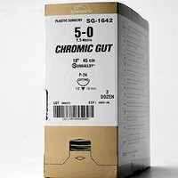 Absorbable Suture with Needle Premium Chromic Gut P-12 3/8 Circle Precision Reverse Cutting Needle Size 4 - 0 SG-5637G Box of 1 SG-5637G Premium 537956_BX