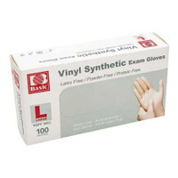 Exam Glove Basic® Large NonSterile Vinyl Standard Cuff Length Smooth White Not Rated 09112876761 Box of 1 09112876761 Basic® 1221128_BX