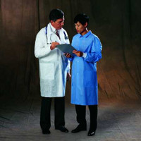 Lab Coat Basic White Medium Knee Length 3-Layer SMS Disposable 10121 Case of 25 10121 BASIC 285401_CS