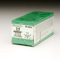 Nonabsorbable Suture with Needle Monosof™~Dermalon™ Nylon C-14 3/8 Circle Reverse Cutting Needle Size 3 - 0 Monofilament SN-663 Box of 36 SN-663 Monosof™~Dermalon™ 220143_BX