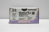 Absorbable Antibacterial Suture with Needle Coated Vicryl™ Plus Polyglactin 910 SH 1/2 Circle Taper Point Needle Size 3 - 0 Braided VCP316H Box of 36 VCP316H Coated Vicryl™ Plus 458130_BX