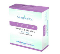 Foam Dressing Simpurity™ 3 x 3 Inch With Border Without Film Backing Silicone Face and Border Square Sterile SNS77733 Case of 192 SNS77733 Simpurity™ 1059065_CS