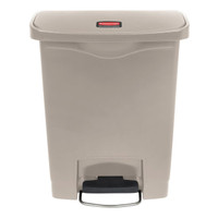 Trash Can Rubbermaid® Slim Jim® 8 gal. Rectangular Beige Plastic Step On 1883456 Pack of 1 1883456 Rubbermaid® Slim Jim® 1008678_EA