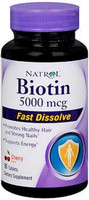 Biotin Supplement Natrol® Vitamin B7 5000 mcg Strength Tablet 90 per Bottle Cherry Flavor 04746906323 Bottle of 1 Natrol® 984536_BT