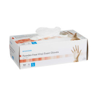 Exam Glove McKesson NonSterile Clear Powder Free Vinyl Ambidextrous Smooth Not Chemo Approved Large 14-138 Box/150 14-138 MCK BRAND 832683_BX