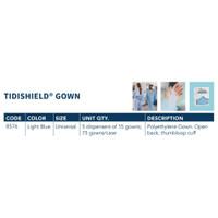 Over-the-Head Protective Procedure Gown TIDIShield One Size Fits Most Blue Unisex NonSterile 8576 Case/75 8576 TIDI PRODUCTS, INC. 362548_CS