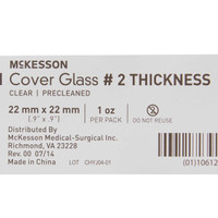 Cover Glass McKesson Square 2 Thickness 22 X 22 mm 16-7136 Pack/1 16-7136 MCK BRAND 484340_PK