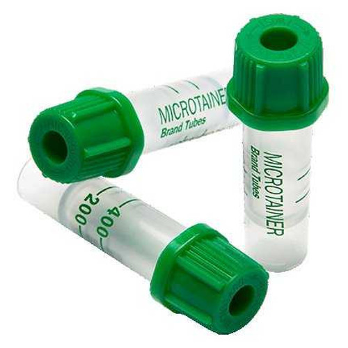 BD Microtainer Capillary Blood Collection Tube Plasma Tube Lithium Heparin 8 mm Wide Tube 200 L to 400 L Green BD Microgard Closure Plastic Tube 365965 Case/200 365965 BECTON-DICKINSON 450612_CS