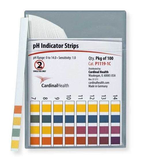 STRIP PH INDICATOR 0-14 100EA/PK CARDINAL P1119-1C Pack/100 P1119-1C CARDINAL HEALTH 785843_PK