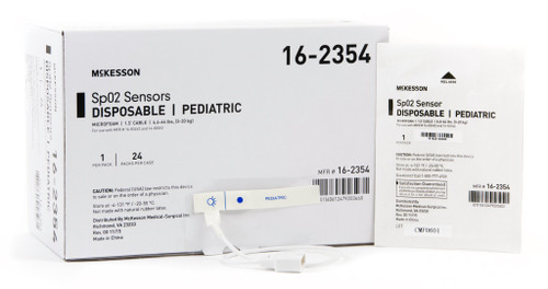 SpO2 Sensor McKesson Finger Pediatric Single Patient Use 16-2354 Case of 24