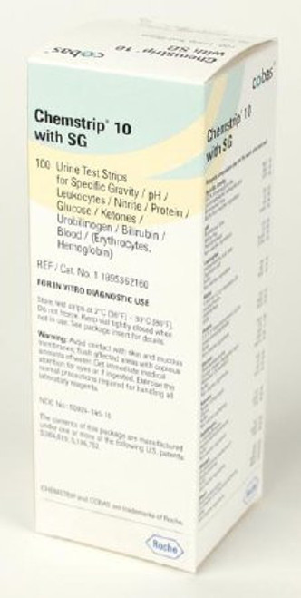 Urinalysis Reagent Chemstrip® Bilirubin, Blood, Glucose, Ketone, Leukocytes, Nitrite, pH, Protein, Specific Gravity, Urobilinogen For Urinalysis 11895362160 Box of 1
