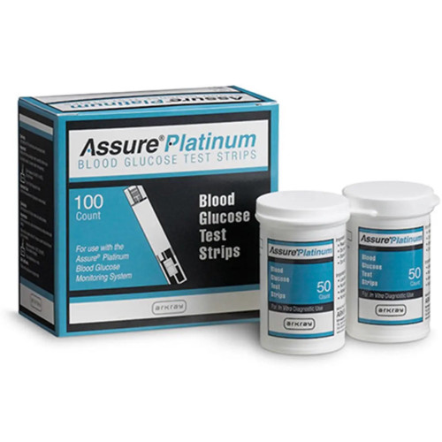 Assure Platinum Blood Glucose Test Strips, 100 per Box, Box of 100