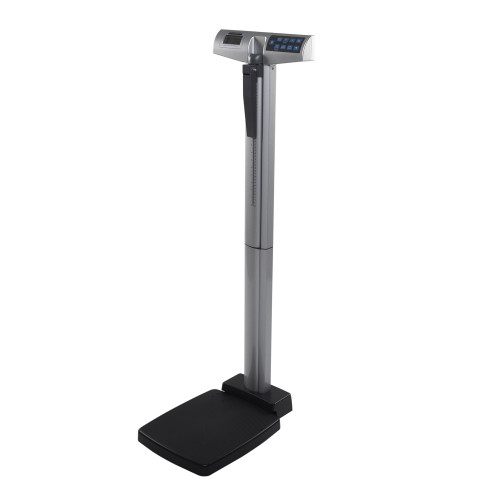 Column Scale with Height Rod Health O Meter Digital Display 660 lbs/ 300 kg Black / Gray AC Adapter / Battery Operated 500KL Pack of 1