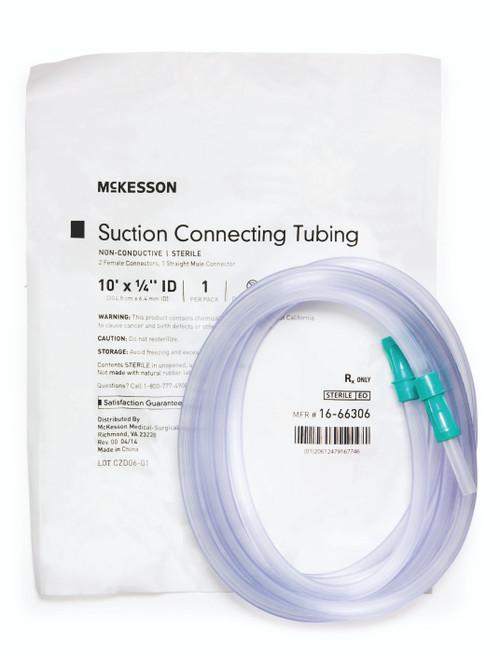 McKesson Suction Tubing, Size 0.25" I.D., 10 ft Length, Sterile, Case of 50