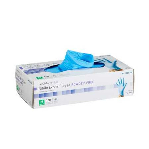 Exam Glove McKesson Confiderm 3.8 NonSterile Blue Powder Free Nitrile Ambidextrous Textured Fingertips Not Chemo Approved Medium 14-686 Case/1000 McKesson Confiderm 921611_CS