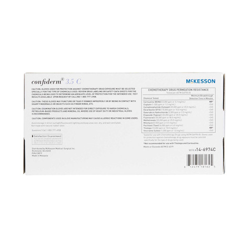Exam Glove McKesson Confiderm 3.5C NonSterile Blue Powder Free Nitrile Ambidextrous Textured Fingertips Chemo Tested Small 14-6974C Case/2000 14-6974C MCK BRAND 765874_CS