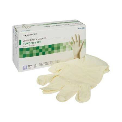 Exam Glove McKesson Confiderm NonSterile Ivory Powder Free Latex Ambidextrous Textured Fingertips Not Chemo Approved X-Large 14-430 Box/100 14-430 McKesson Confiderm 921595_BX