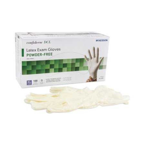 Exam Glove McKesson Confiderm NonSterile Ivory Powder Free Latex Ambidextrous Smooth Not Chemo Approved X-Large 14-320 Box/100 14-320 McKesson Confiderm 483972_BX Exam Glove McKesson Confiderm NonSterile Ivory Powder Free Latex Ambidextrous Smooth Not Chemo Approved X-Large 14-320 Box/100 14-320 McKesson Confiderm 483972_BX