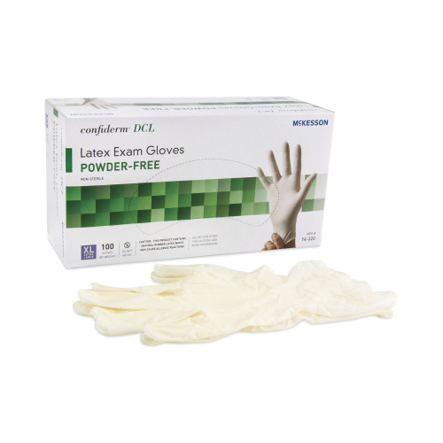 McKesson Confiderm Exam Glove X-Large NonSterile Latex Standard Cuff Length Smooth Ivory Not Rated, 14-320, Case of 1000