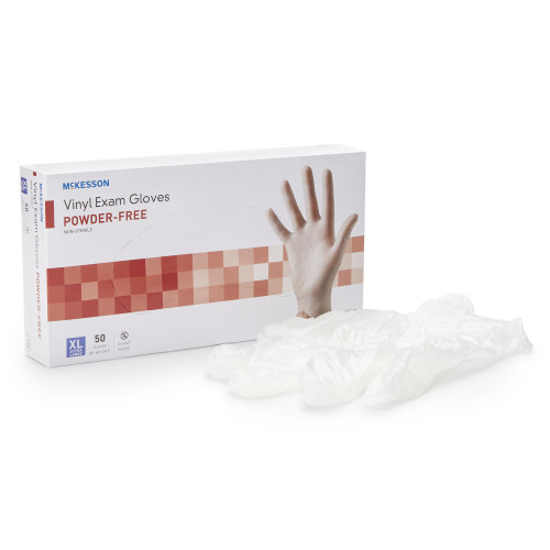 McKesson Confiderm Exam Glove X-Large NonSterile Vinyl Standard Cuff Length Smooth Clear Not Rated, 14-170, Case of 1000