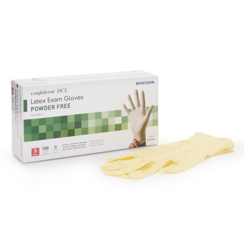 McKesson Confiderm Exam Glove Small NonSterile Latex Standard Cuff Length Smooth Ivory Not Rated, 14-314, Case of 1000