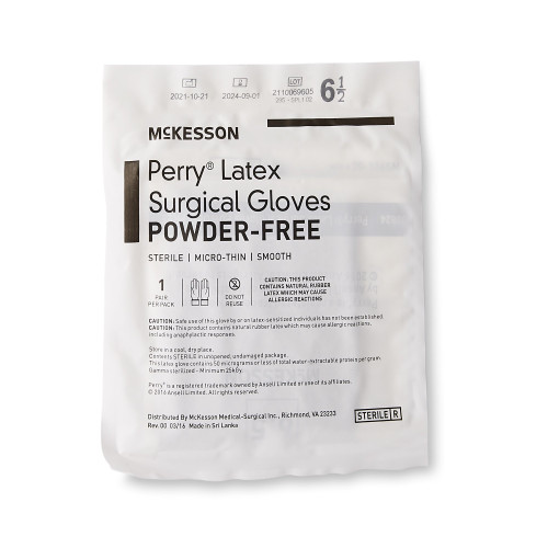 McKesson Perry Surgical Glove Size 6.5 Sterile Latex Standard Cuff Length Smooth Brown Not Chemo Approved, 20-1365N, Case of 200