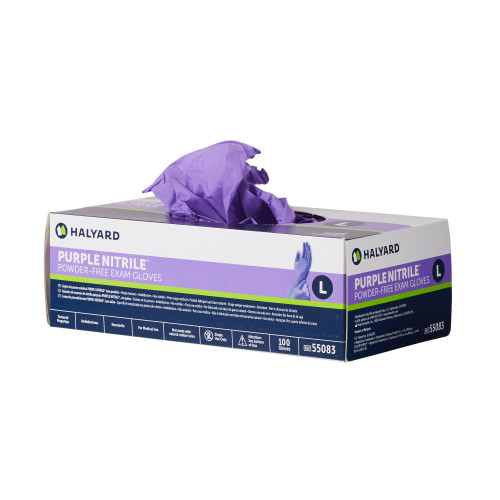 Purple Nitrile Exam Glove Large NonSterile Nitrile Standard Cuff Length Textured Fingertips Purple Chemo Tested, 55083, Box of 100