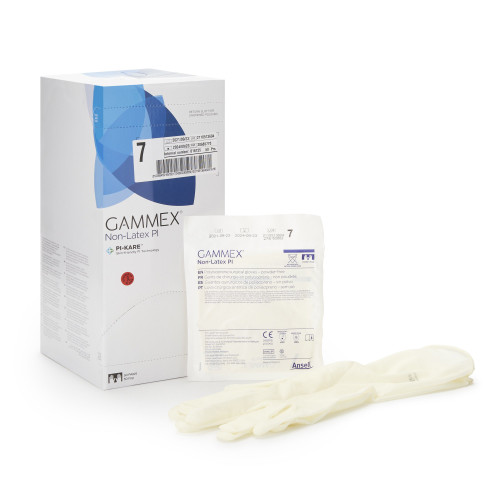 GAMMEX Non-Latex PI Surgical Glove Size 7 Sterile Polyisoprene Standard Cuff Length Micro-Textured White Chemo Tested, 20685770, Box of 50