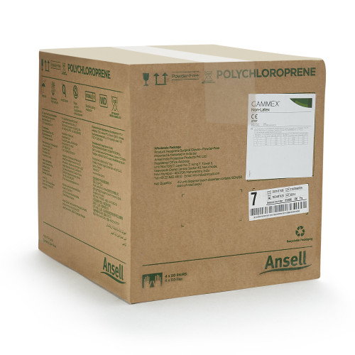 GAMMEX Non-Latex Surgical Glove Size 7 Sterile Polyisoprene Standard Cuff Length Micro-Textured Green Chemo Tested, 8514, Box of 50