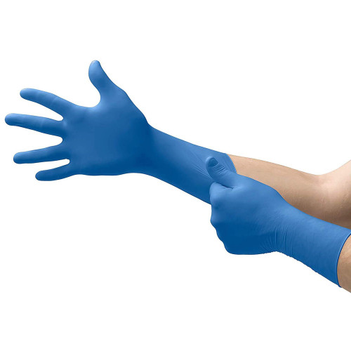 SafeGrip Exam Glove Large NonSterile Latex Extended Cuff Length Textured Fingertips Blue Chemo Tested, SG-375-L, Case of 500