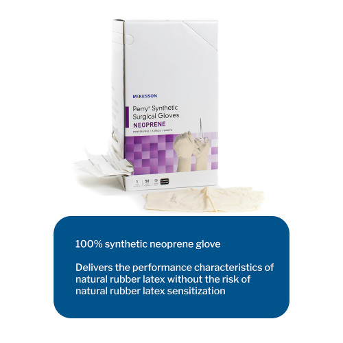 McKesson Perry Synthetic Surgical Gloves Surgical Glove Size 9 Sterile Polychloroprene Standard Cuff Length Smooth Cream Chemo Tested, 20-2690N, Case of 200