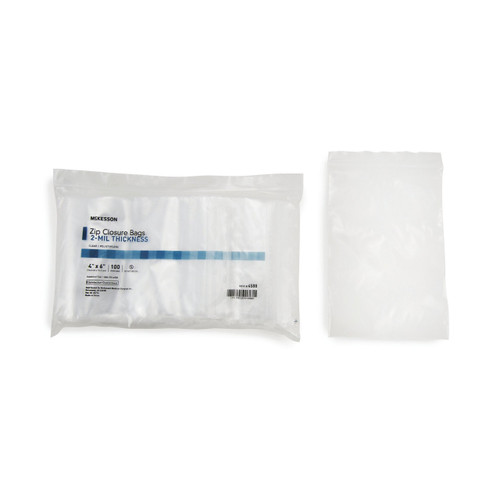 Reclosable Bag McKesson 4 x 6 Inch Polyethylene Clear Zipper Closure 4588 Box of 10 4588 McKesson 957784_BX
