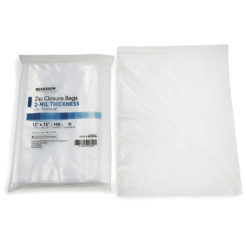 McKesson Reclosable Bag 12 X 15 Inch Polyethylene Clear Zipper Closure, 4584, Case of 10