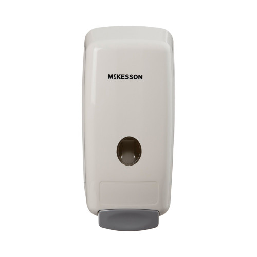 Soap Dispenser McKesson White Plastic Manual Push 1000 mL Wall Mount 53-1000 Case of 12