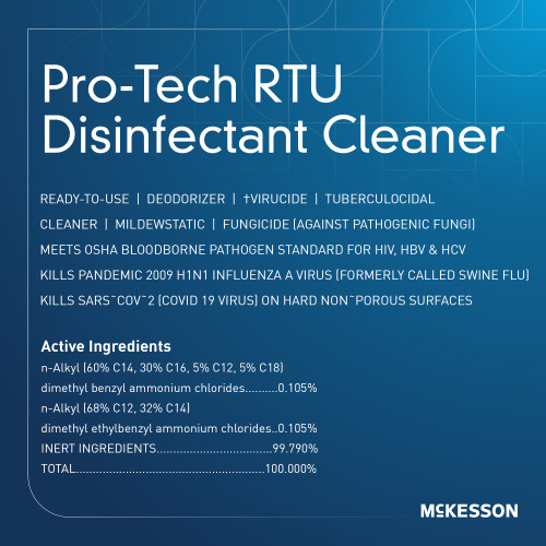 McKesson Pro-Tech Surface Disinfectant Cleaner Quaternary Based J-Fill Dispensing Systems Liquid 1 gal. Jug Floral Scent NonSterile, 53-28561, Case of 4