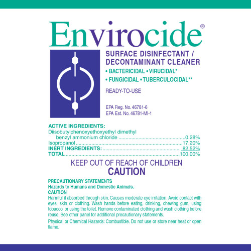 Envirocide Surface Disinfectant Cleaner Broad Spectrum Manual Pour Liquid 1 gal. Jug Alcohol Scent NonSterile, 13-3300, Case of 4