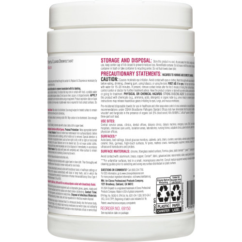 Dispatch with Bleach Surface Disinfectant Cleaner Premoistened Manual Pull Wipe 150 Count Canister Fruity Floral Bleach Scent NonSterile, 69150, Pack of 150