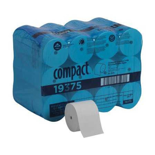 Toilet Tissue Compact® White 2-Ply Standard Size Coreless Roll 1000 Sheets 3-4/5 x 4-1/20 Inch 19375 Case of 36 Compact® 381174_CS