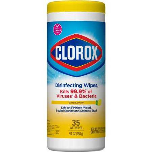 Clorox® Surface Disinfectant Premoistened Manual Pull Wipe 35 Count Canister Lemon Scent NonSterile 01594 Pack of 1 1594 Clorox® 669920_PK